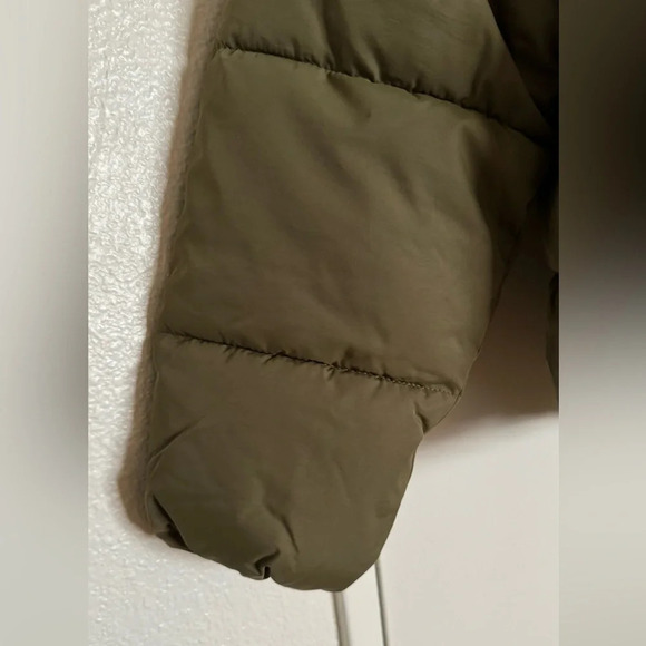 Urban Outfitters Army Green Puffer Jacket Duckie Faux Shearling Collar Coat NWOT - Picture 7 of 11